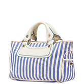 セリーヌ ブギーバッグ ストライプ ハンドバッグ ブルー ホワイト キャンバス レザー レディース CELINE 【中古】